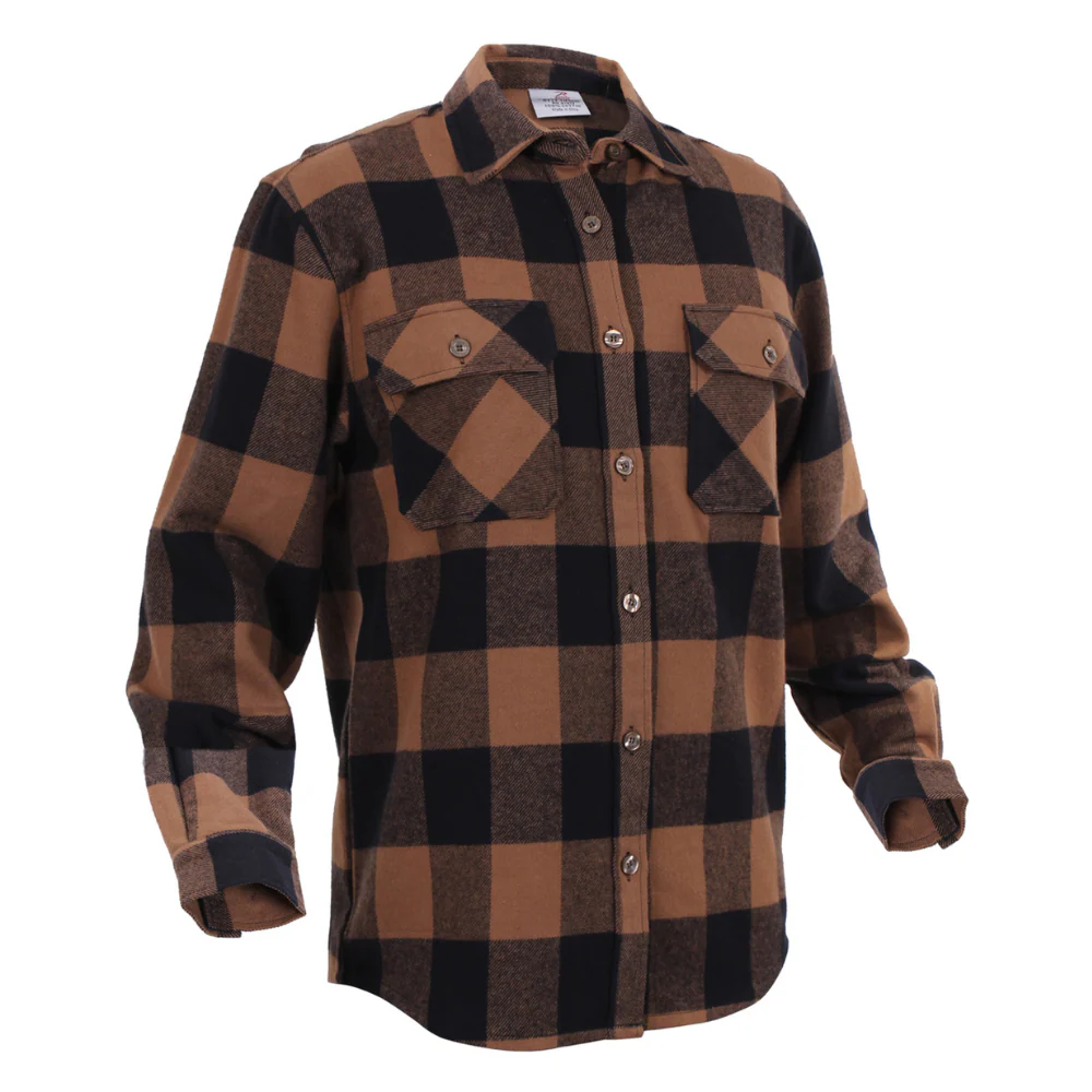 Rothco Extra Heavyweight Buffalo Plaid Flannel Shirt (Brown Plaid) - Image 2