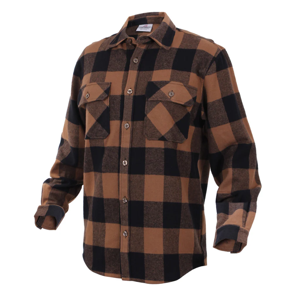 Rothco Extra Heavyweight Buffalo Plaid Flannel Shirt (Brown Plaid) - Image 3