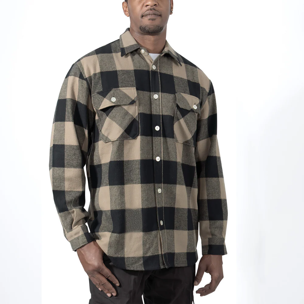 Rothco Extra Heavyweight Buffalo Plaid Flannel Shirt (Coyote Brown Plaid) - Image 2