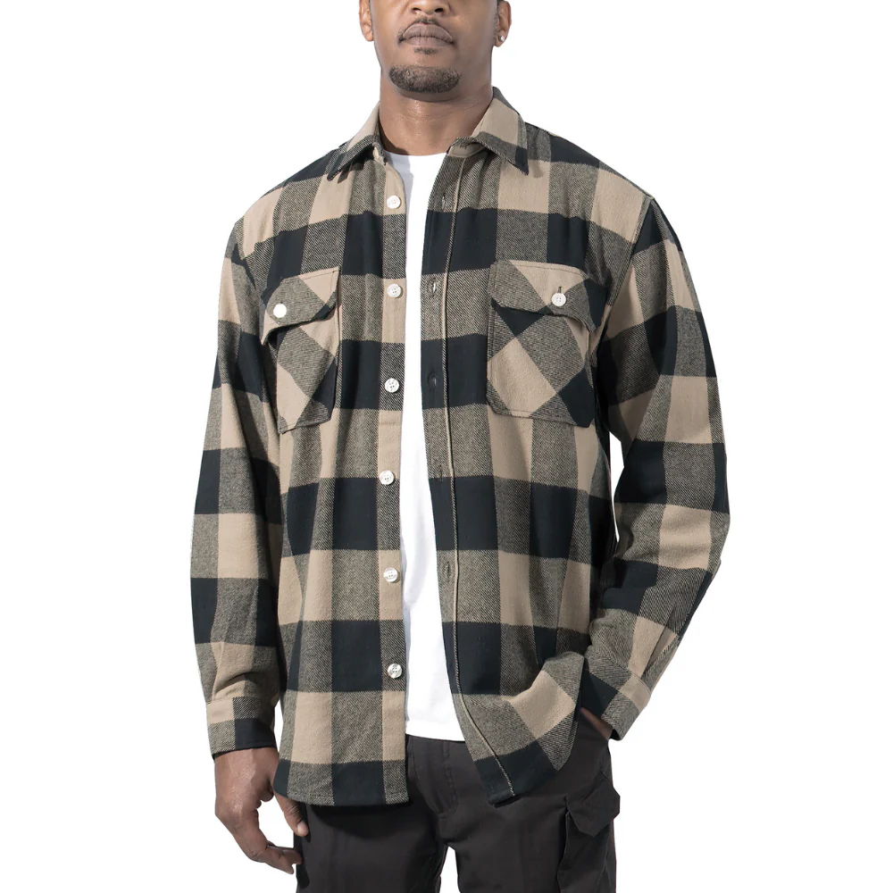 Rothco Extra Heavyweight Buffalo Plaid Flannel Shirt (Coyote Brown Plaid) - Image 3