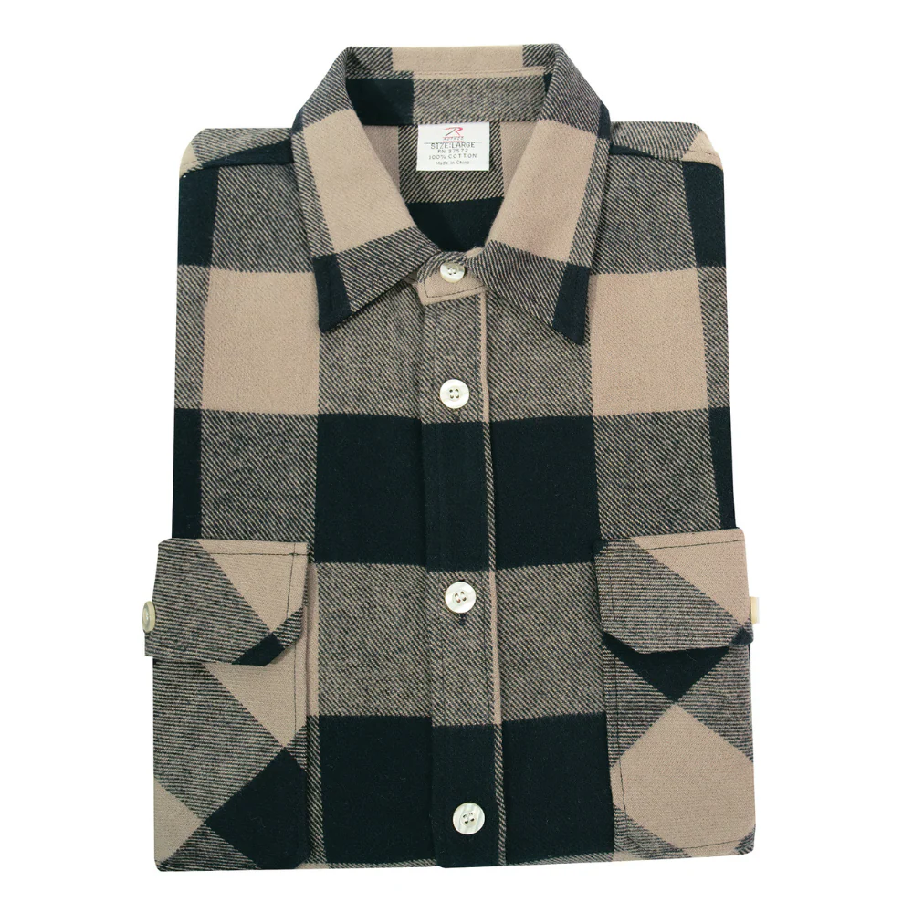 Rothco Extra Heavyweight Buffalo Plaid Flannel Shirt (Coyote Brown Plaid) - Image 5