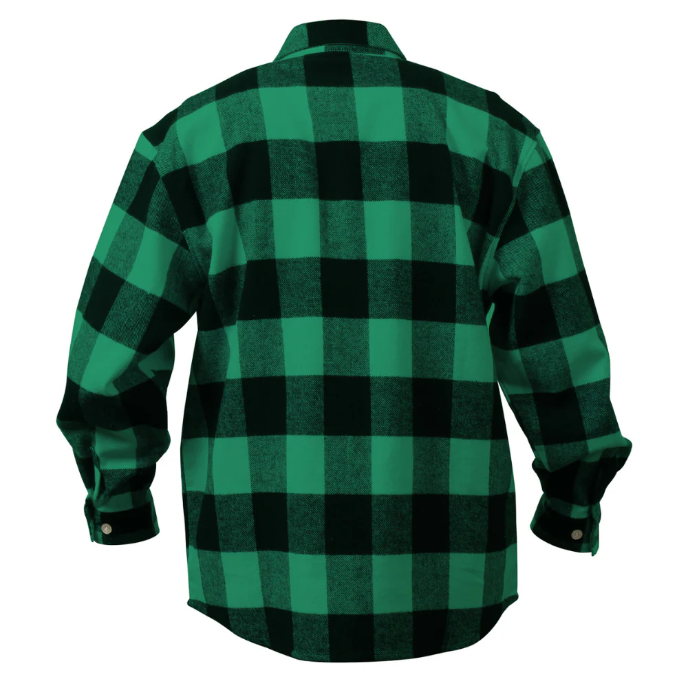 Rothco Extra Heavyweight Buffalo Plaid Flannel Shirt (Green Plaid) - Image 3