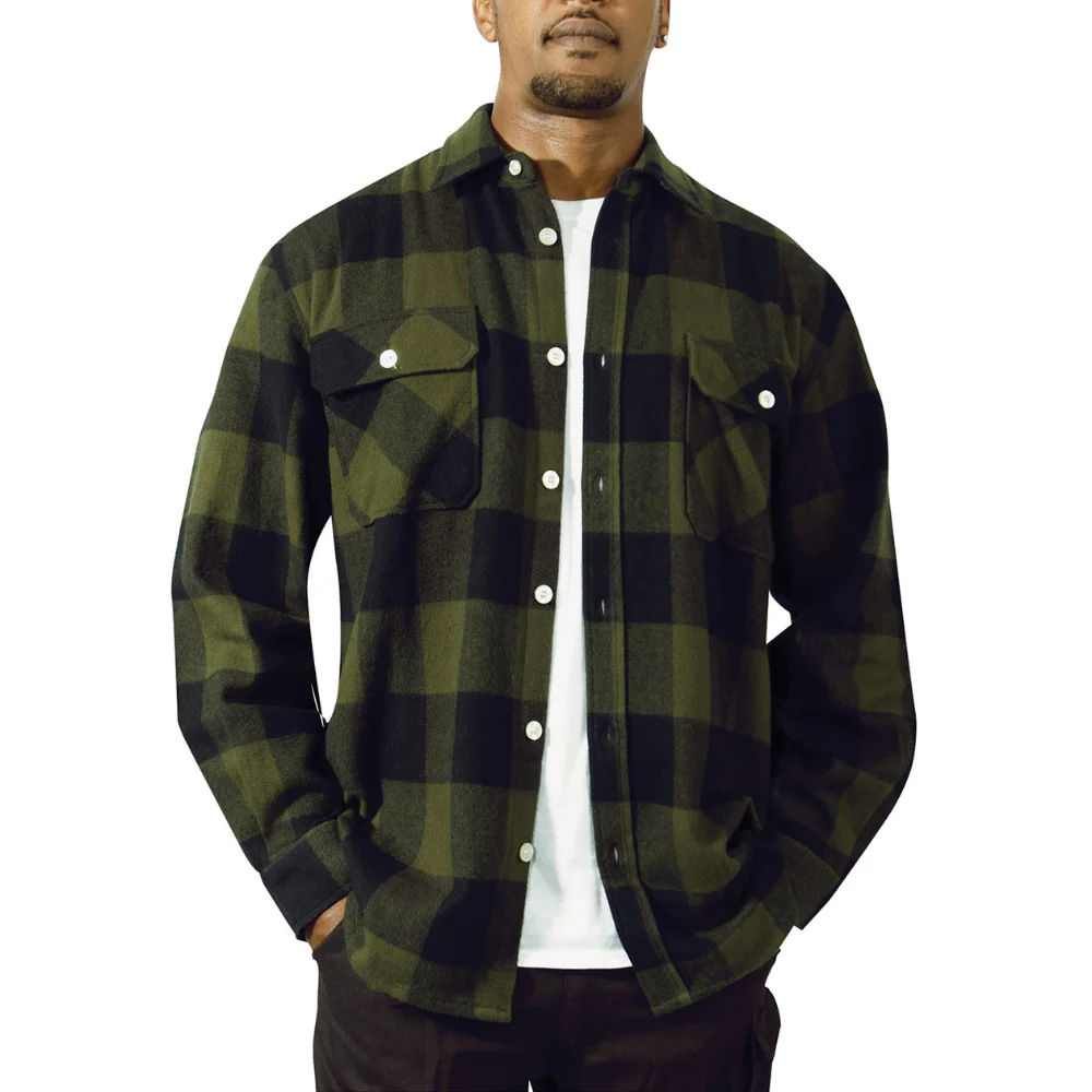 Rothco Extra Heavyweight Buffalo Plaid Flannel Shirt (Olive Drab Plaid) - Image 2