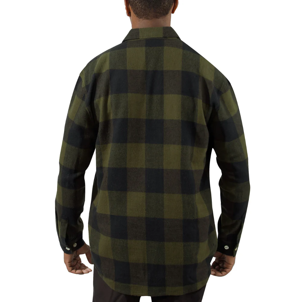 Rothco Extra Heavyweight Buffalo Plaid Flannel Shirt (Olive Drab Plaid) - Image 3