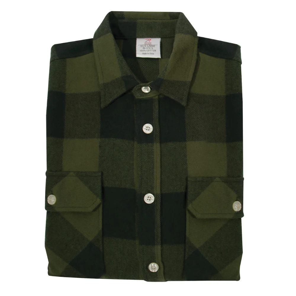Rothco Extra Heavyweight Buffalo Plaid Flannel Shirt (Olive Drab Plaid) - Image 4