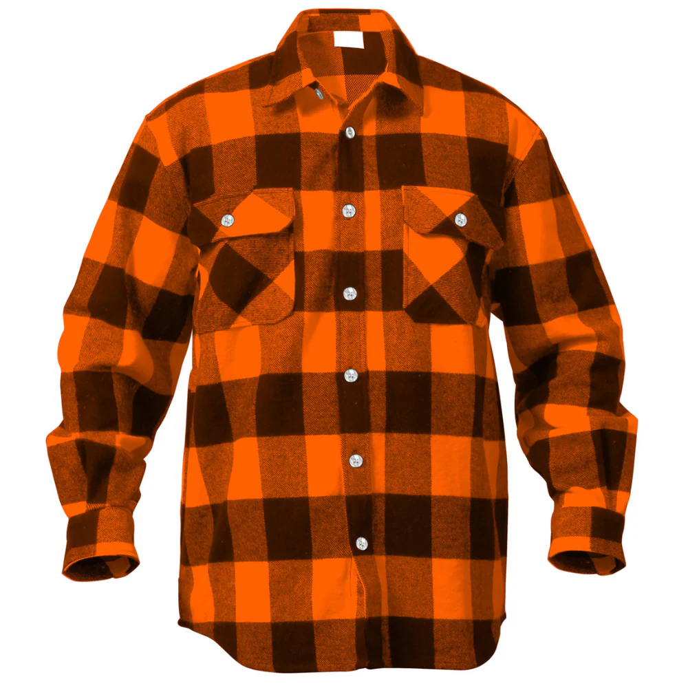 Rothco Extra Heavyweight Buffalo Plaid Flannel Shirt (Orange Plaid)