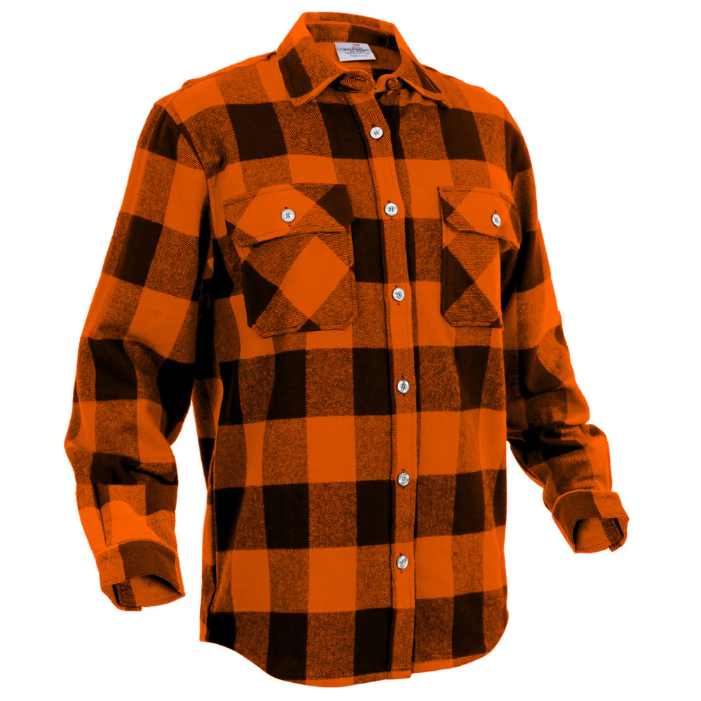 Rothco Extra Heavyweight Buffalo Plaid Flannel Shirt (Orange Plaid) - Image 2