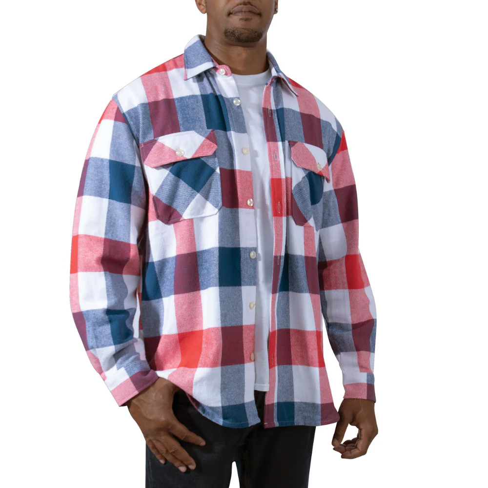 Rothco Extra Heavyweight Buffalo Plaid Flannel Shirt (Red / White / Blue Plaid) - Image 2