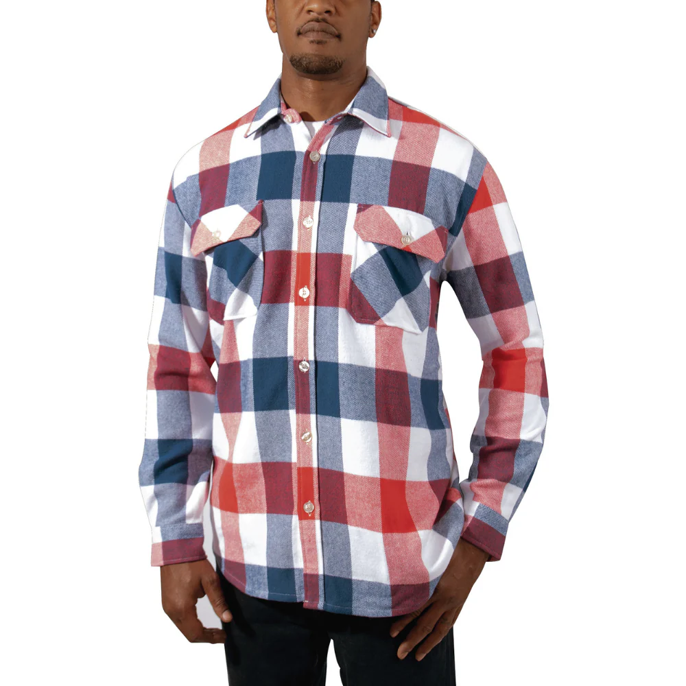 Rothco Extra Heavyweight Buffalo Plaid Flannel Shirt (Red / White / Blue Plaid) - Image 3