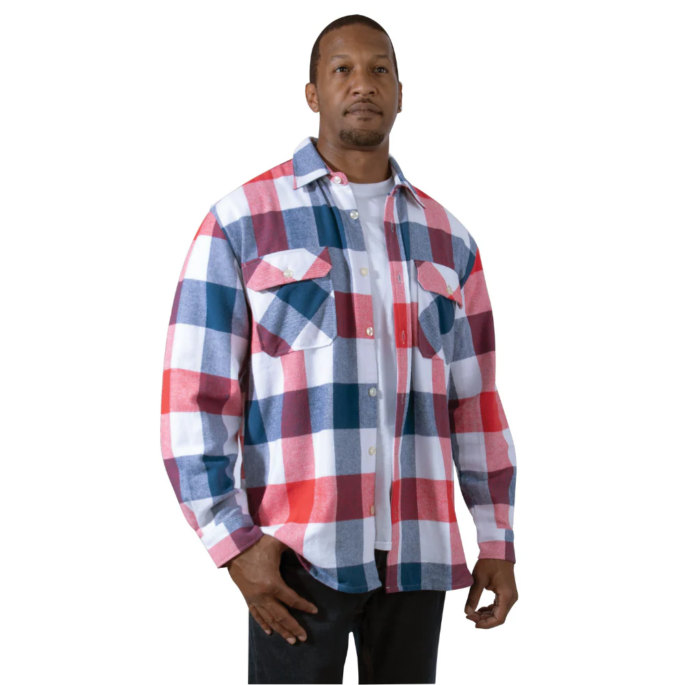 Rothco Extra Heavyweight Buffalo Plaid Flannel Shirt (Red / White / Blue Plaid) - Image 4