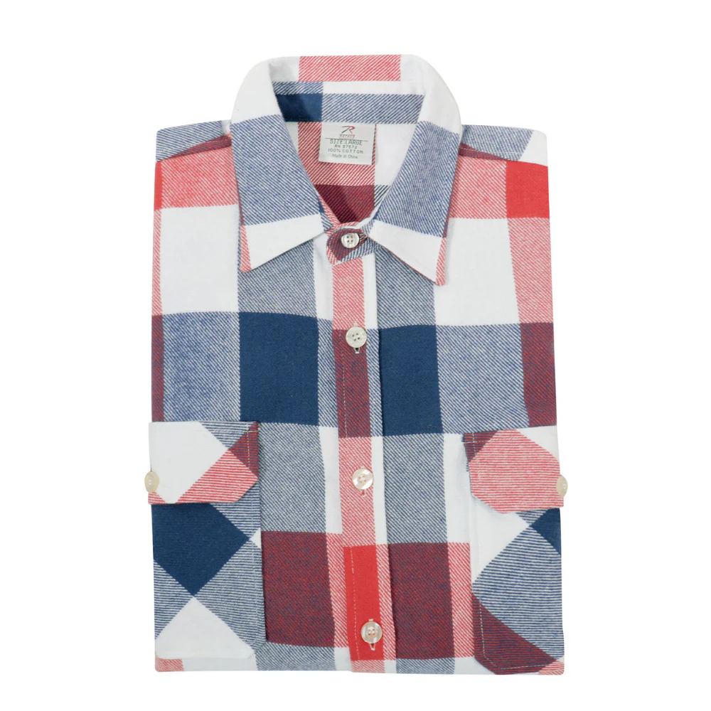 Rothco Extra Heavyweight Buffalo Plaid Flannel Shirt (Red / White / Blue Plaid) - Image 6