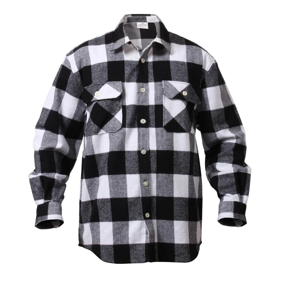 Rothco Extra Heavyweight Buffalo Plaid Flannel Shirt (White Plaid)