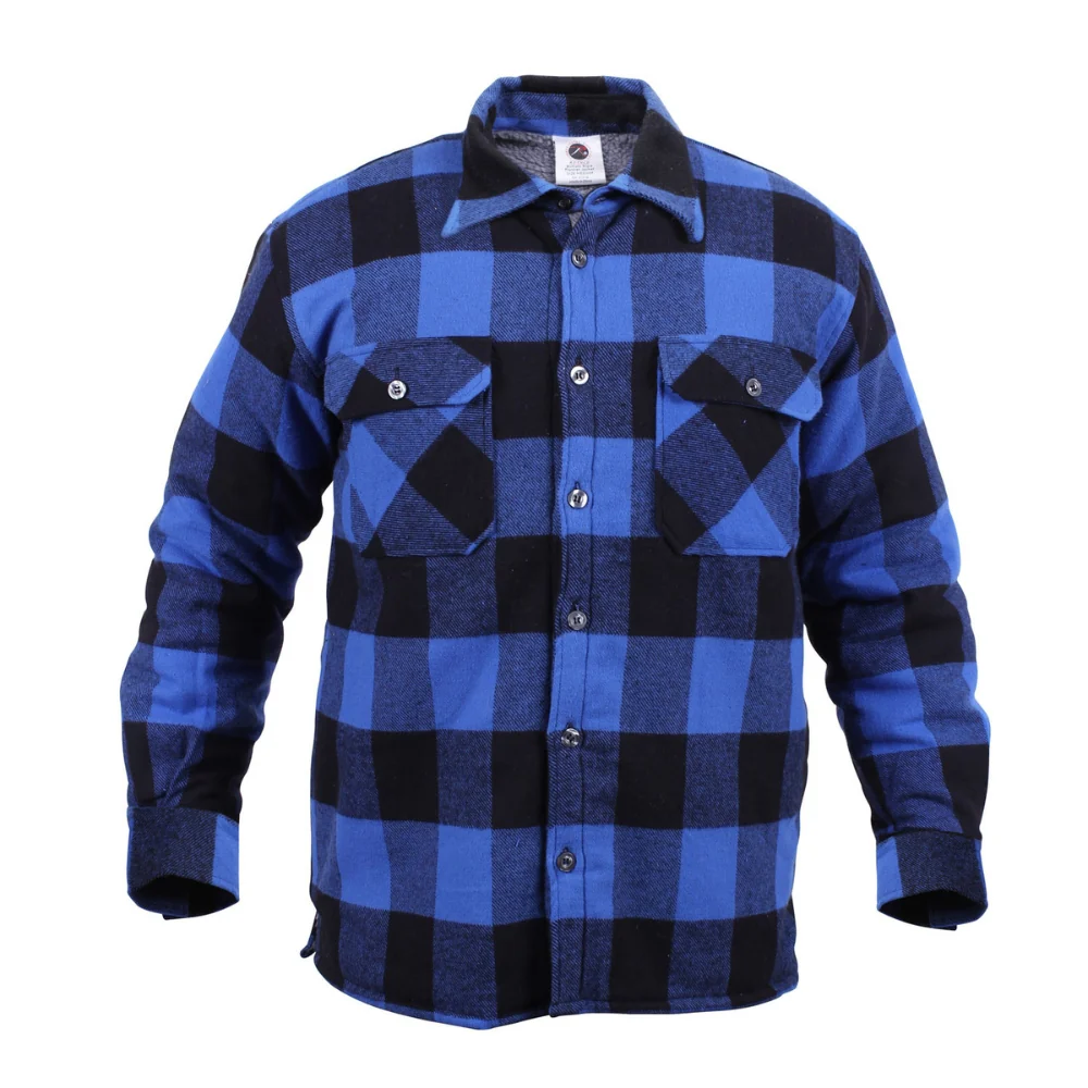 Rothco Extra Heavyweight Buffalo Plaid Sherpa Lined Flannel Shirts (Blue)