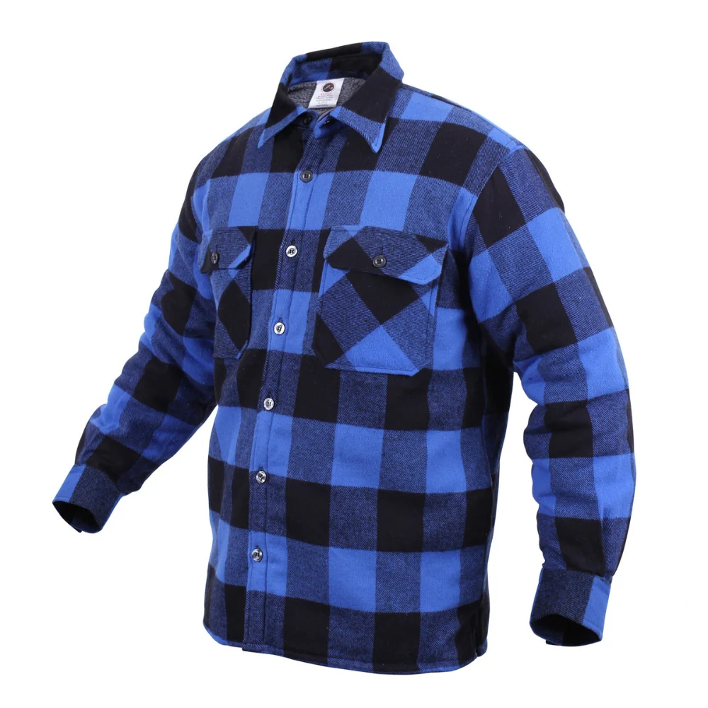 Rothco Extra Heavyweight Buffalo Plaid Sherpa Lined Flannel Shirts (Blue) - Image 2