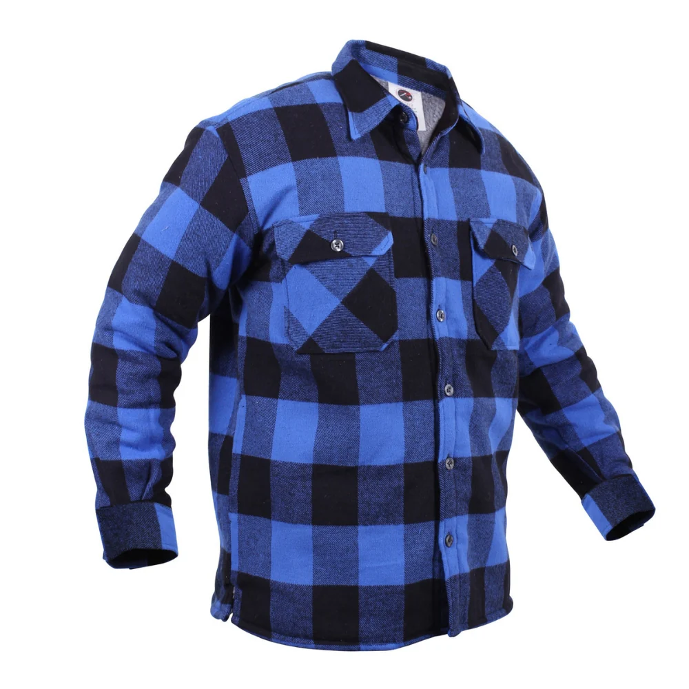 Rothco Extra Heavyweight Buffalo Plaid Sherpa Lined Flannel Shirts (Blue) - Image 3