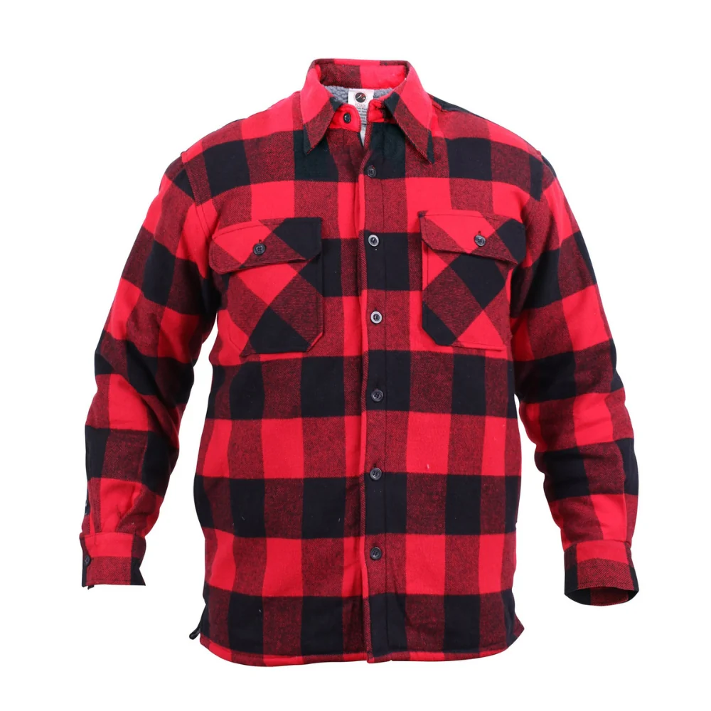 Rothco Extra Heavyweight Buffalo Plaid Sherpa Lined Flannel Shirts (Red)