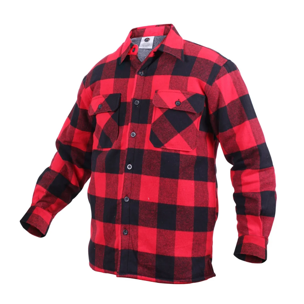 Rothco Extra Heavyweight Buffalo Plaid Sherpa Lined Flannel Shirts (Red) - Image 2