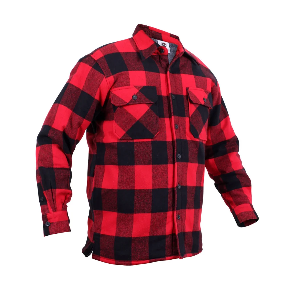 Rothco Extra Heavyweight Buffalo Plaid Sherpa Lined Flannel Shirts (Red) - Image 3