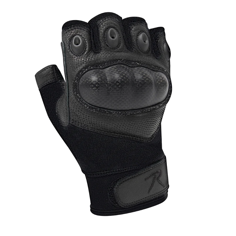 Rothco Fingerless Cut and Fire Resistant Carbon Hard Knuckle Gloves - Black - Image 3