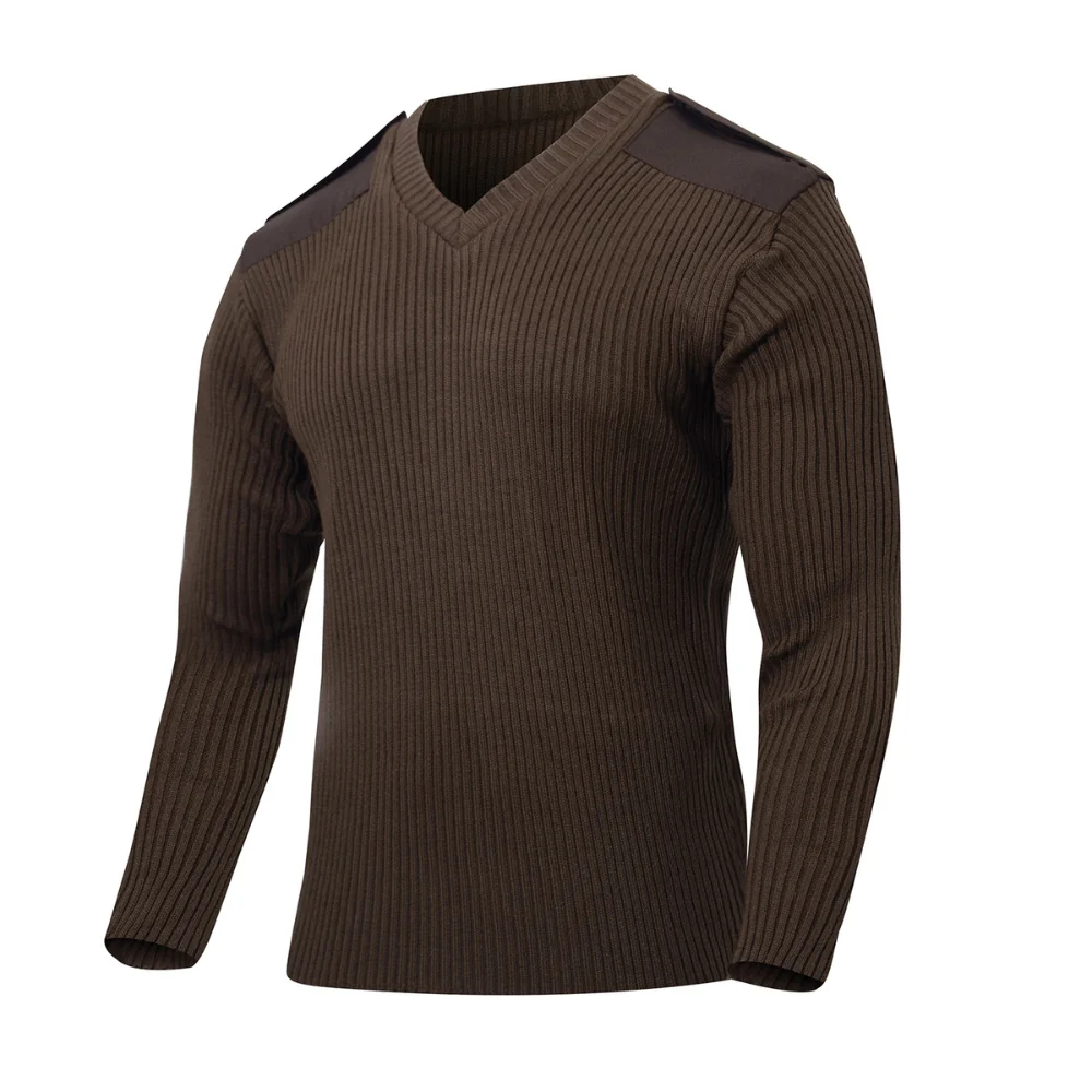 Rothco G.I. Style Acrylic V-Neck Sweater (Brown) - Image 2
