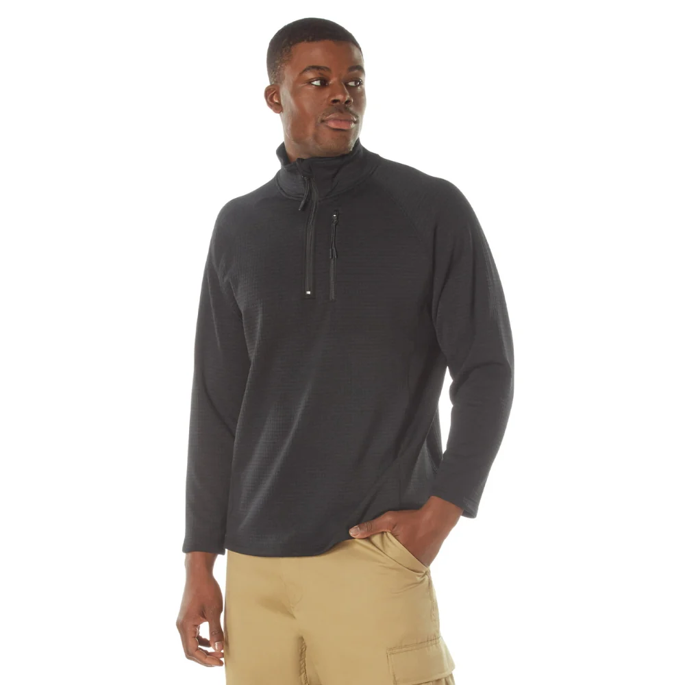 Rothco Grid Fleece Pullover (Black) - Image 2