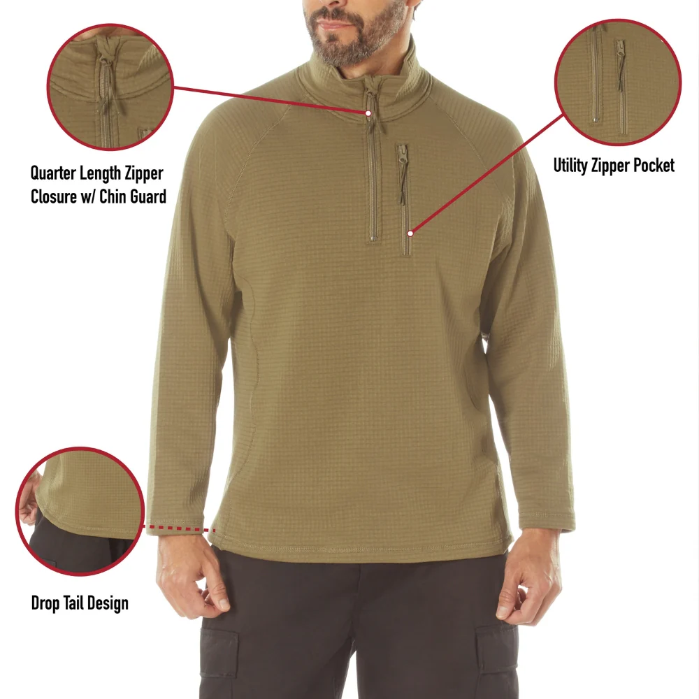 Rothco Grid Fleece Pullover (Coyote Brown) - Image 5