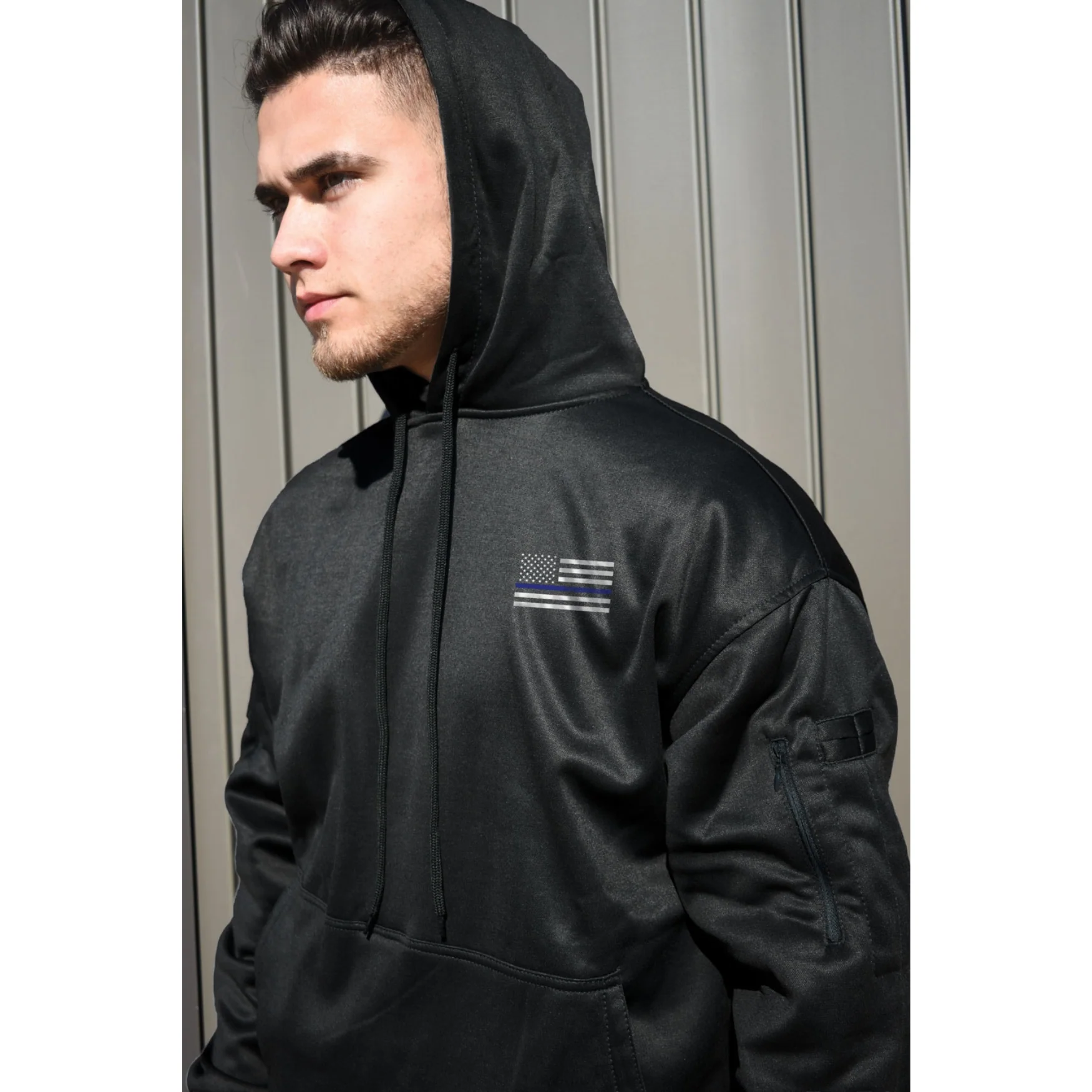 Rothco Honor and Respect Thin Blue Line Concealed Carry Hoodie - Black - Image 4