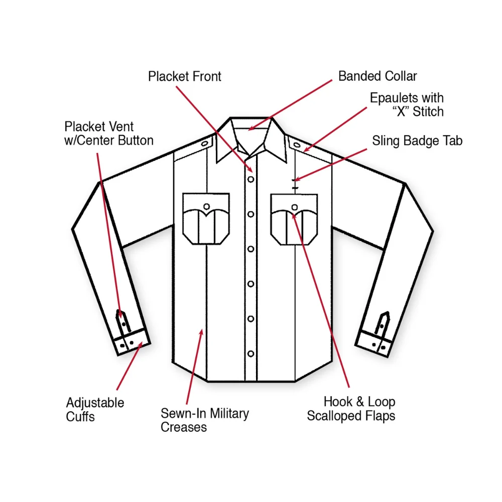 Rothco Long Sleeve Uniform Shirt (White) - Image 2