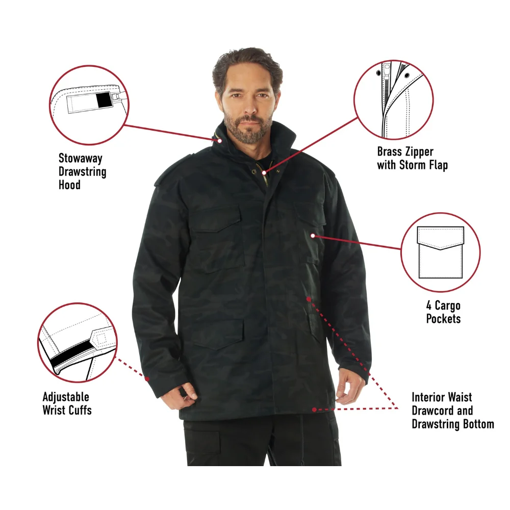 Rothco Midnight Camo M-65 Field Jacket (Midnight Woodland Camo) - Image 6