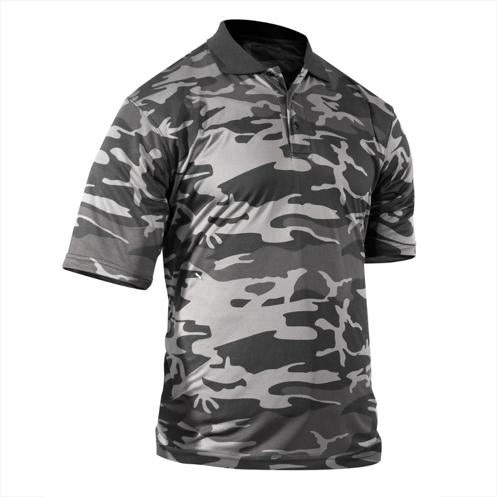 Rothco Moisture Wicking Polo Shirt (Black Camo) - Image 2