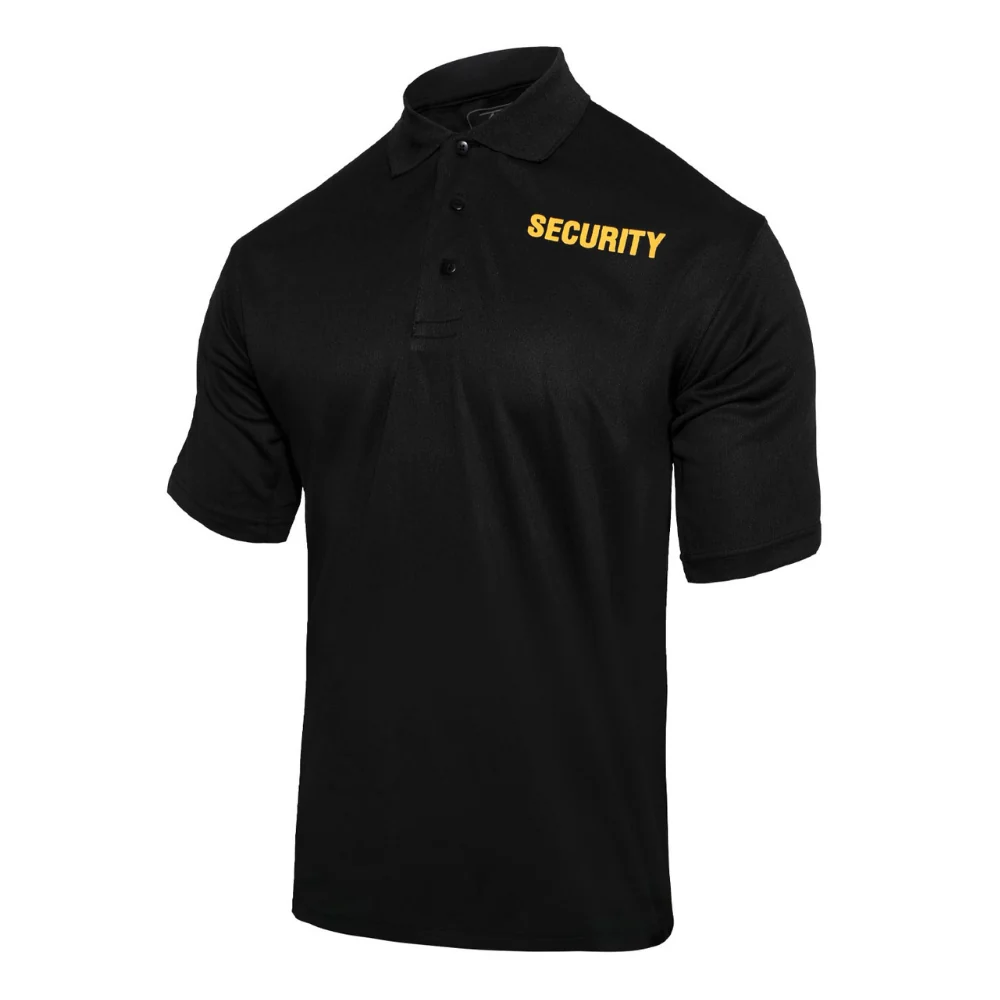 Rothco Moisture Wicking Security Polo Shirt (Black with Gold Lettering)