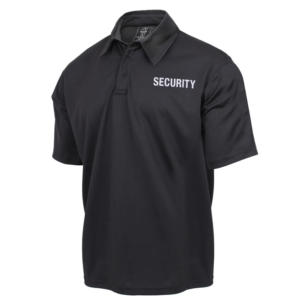 Rothco Moisture Wicking Security Polo Shirt (Black with White Lettering)