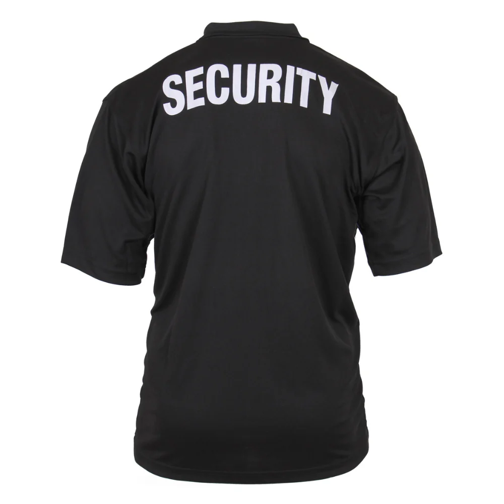 Rothco Moisture Wicking Security Polo Shirt (Black with White Lettering) - Image 2