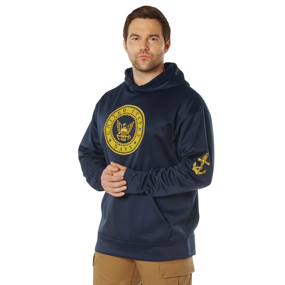 Rothco Navy Emblem Pullover Hooded Sweatshirt - Image 2