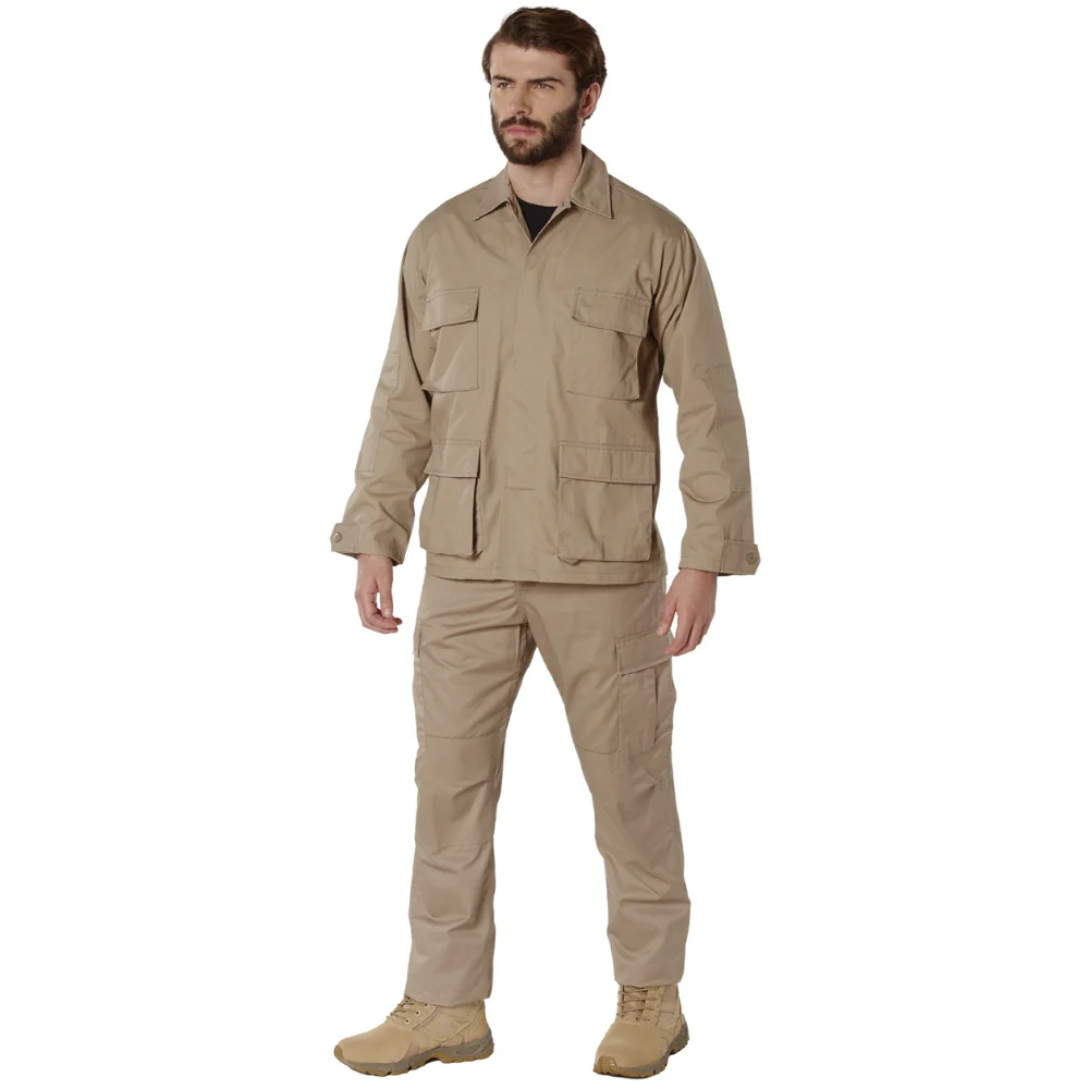 Rothco Poly/Cotton Twill Solid BDU Shirts (Khaki) - Image 6