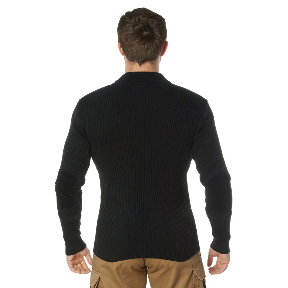Rothco Quarter Zip Acrylic Commando Sweater (Black) - Image 3