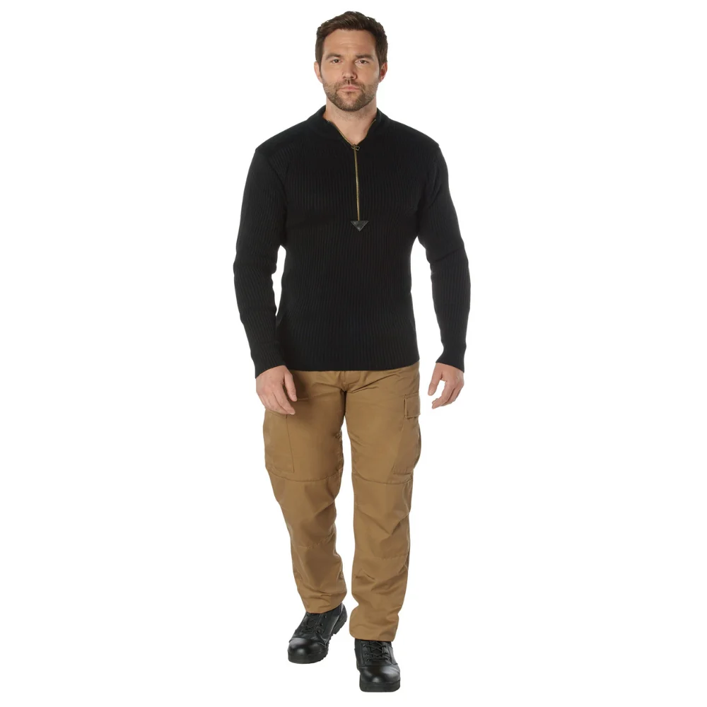 Rothco Quarter Zip Acrylic Commando Sweater (Black) - Image 4