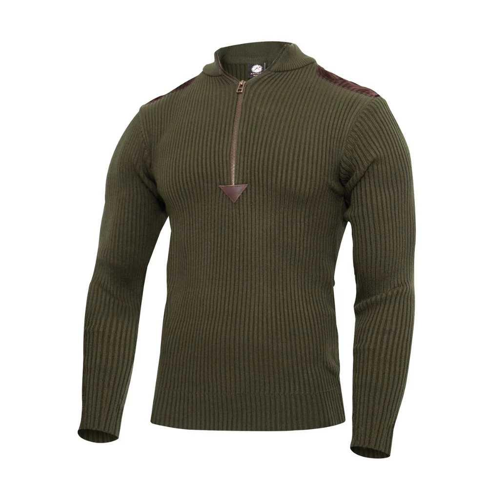 Rothco Quarter Zip Acrylic Commando Sweater (Olive Drab) - Image 2