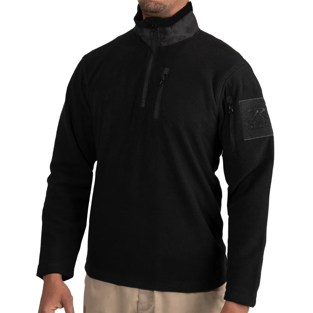 Rothco Quarter Zip Fleece Pullover (Black) - Image 3