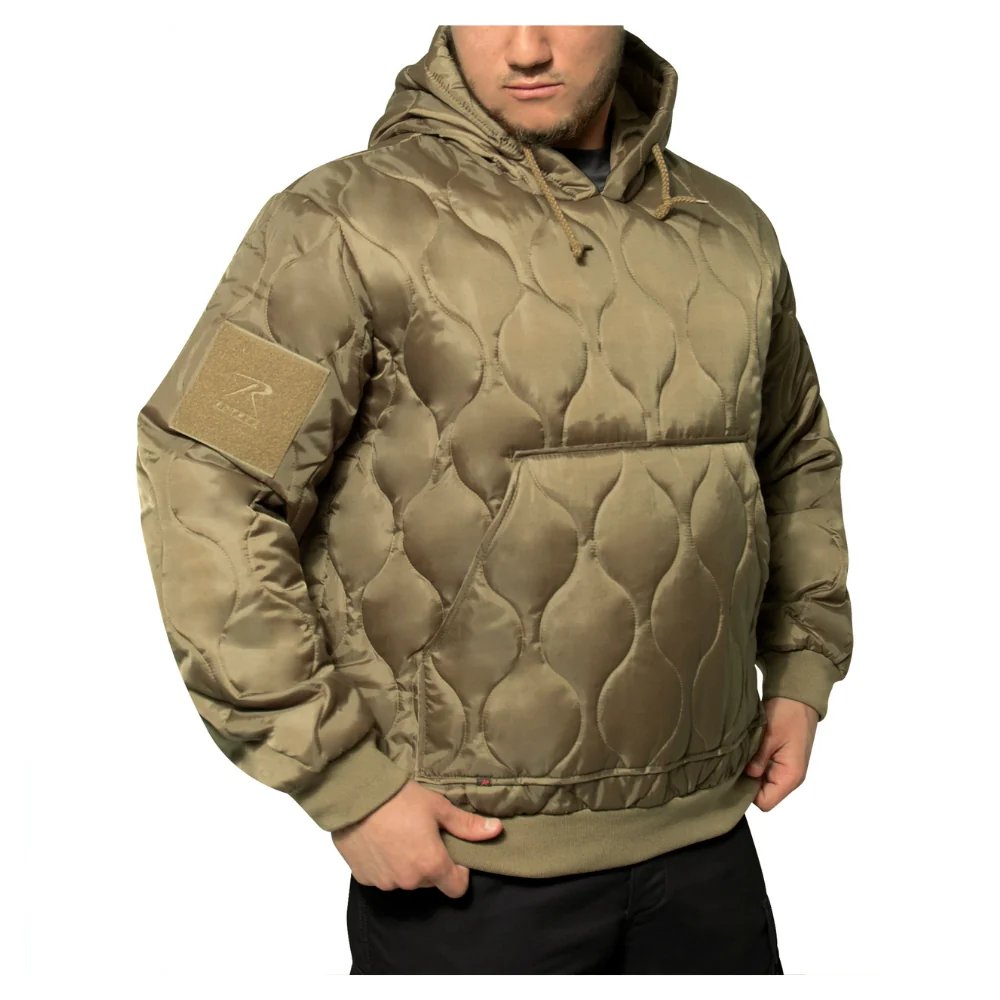 Rothco Quilted Woobie Hooded Sweatshirt (Coyote Brown) - Image 2