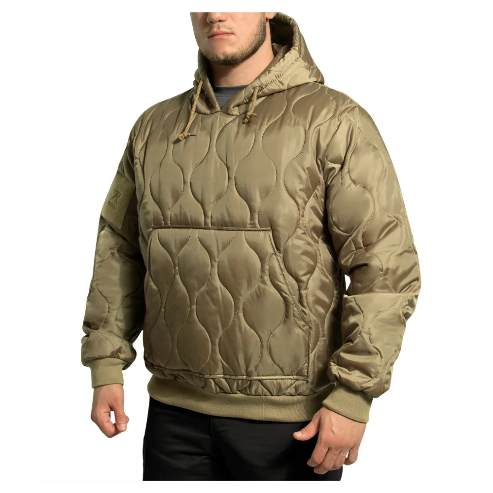 Rothco Quilted Woobie Hooded Sweatshirt (Coyote Brown) - Image 3