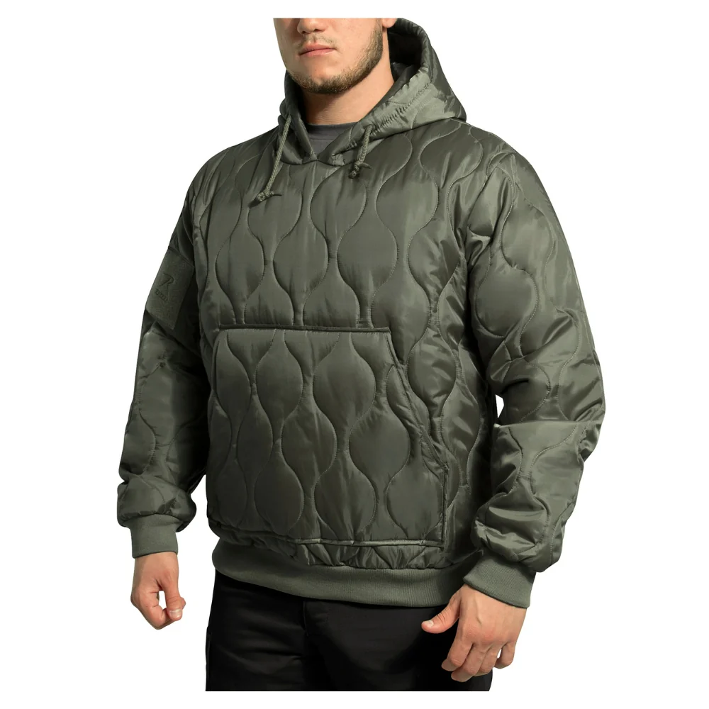 Rothco Quilted Woobie Hooded Sweatshirt (Olive Drab) - Image 3
