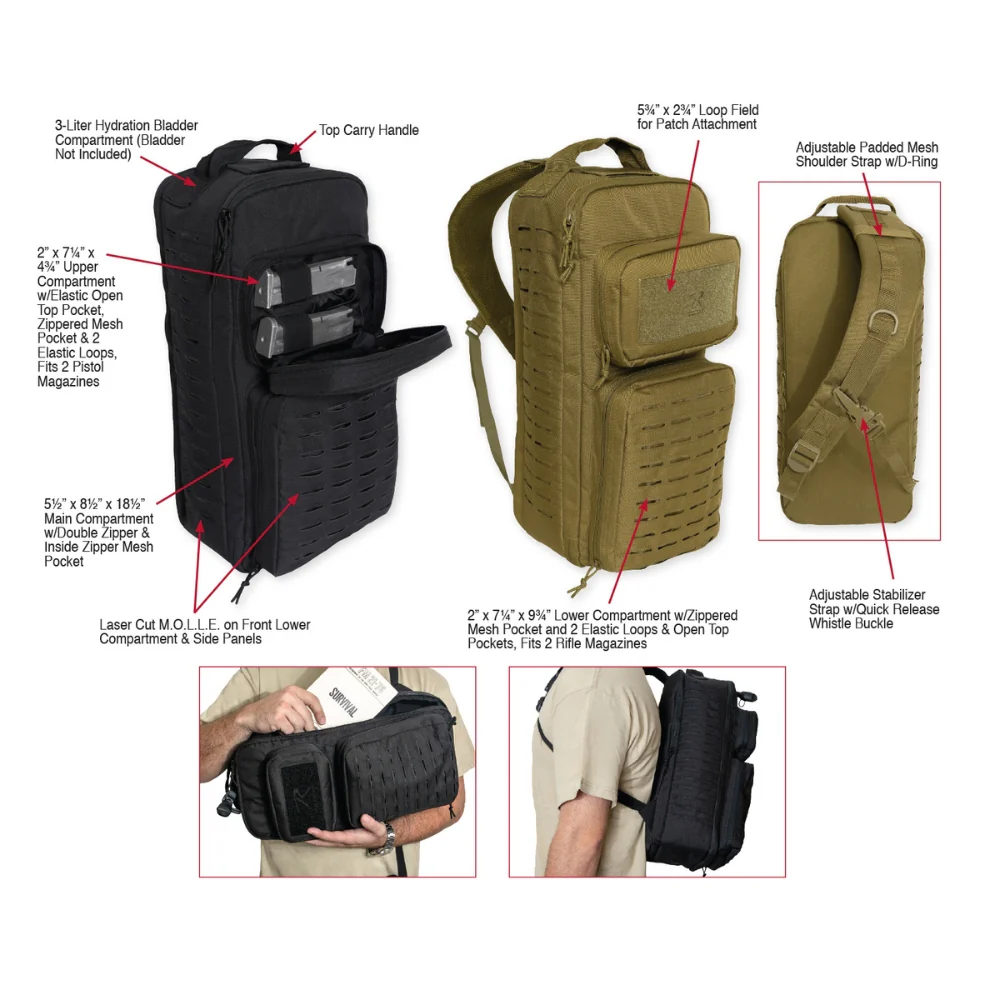 Rothco Tactical Single Sling Pack With Laser Cut MOLLE - Image 12