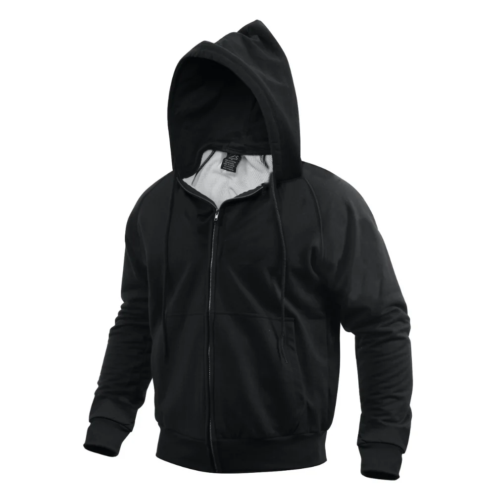 Rothco Thermal Lined Hooded Sweatshirt (Black) - Image 2