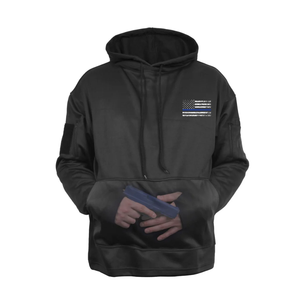 Rothco Thin Blue Line Concealed Carry Hoodie (Black) - Image 4