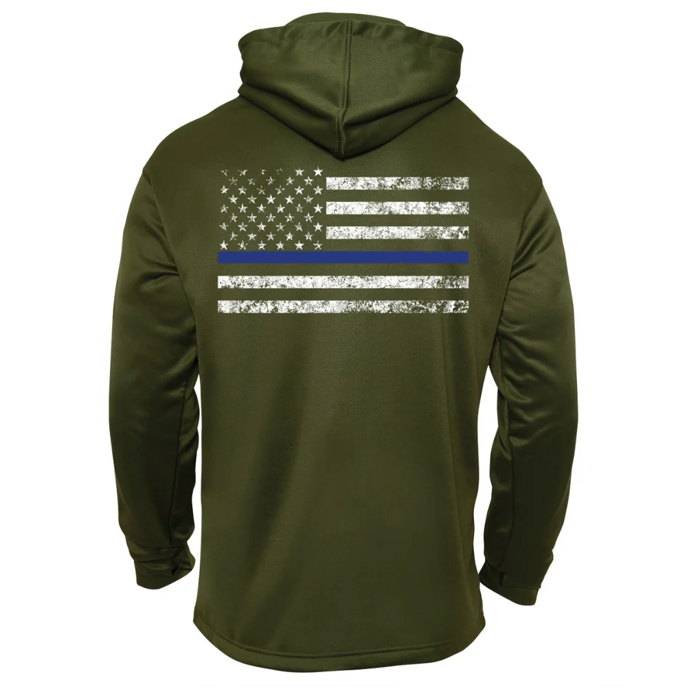 Rothco Thin Blue Line Concealed Carry Hoodie (Olive Drab) - Image 3