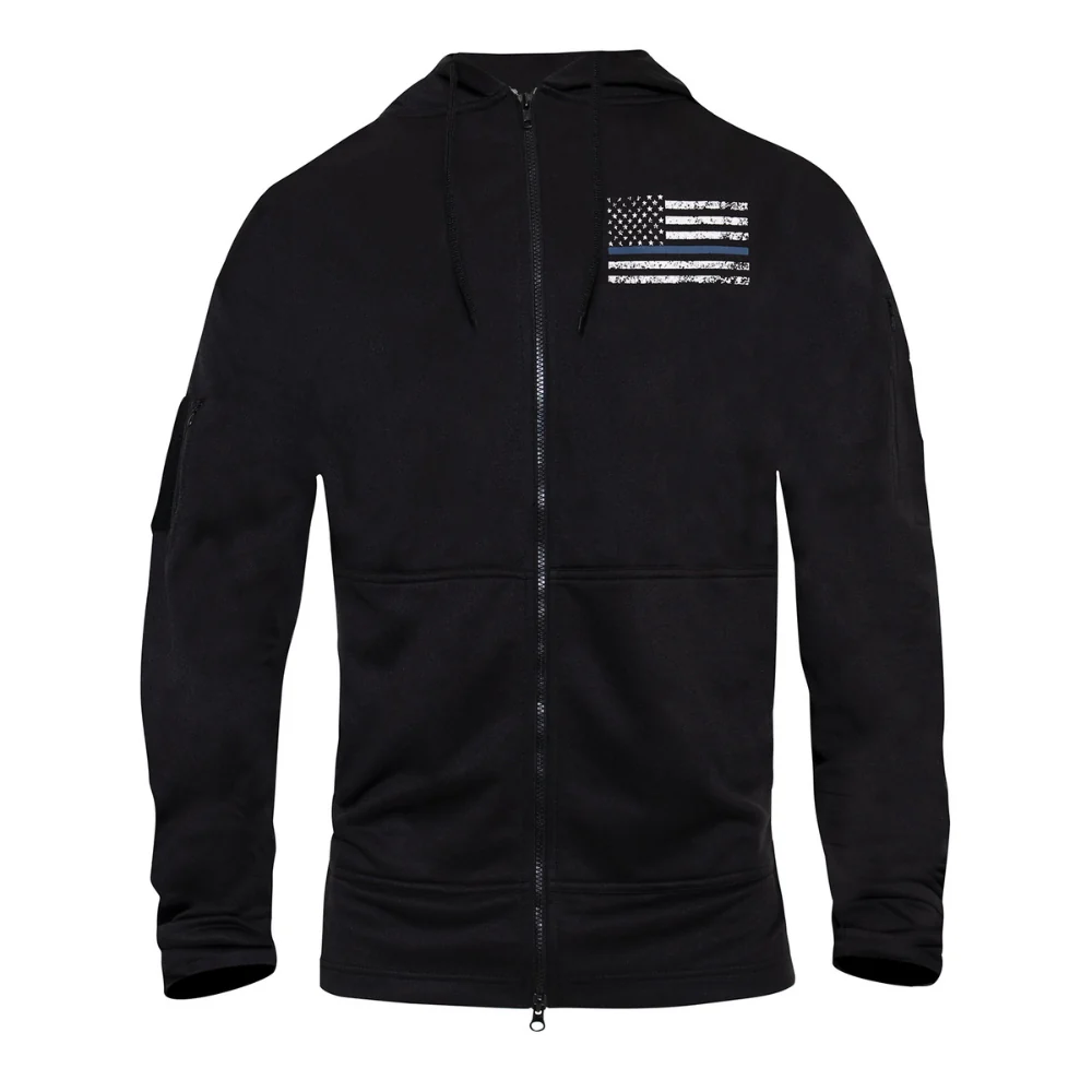 Rothco Thin Blue Line Concealed Carry Zippered Hoodie - Black - Image 2