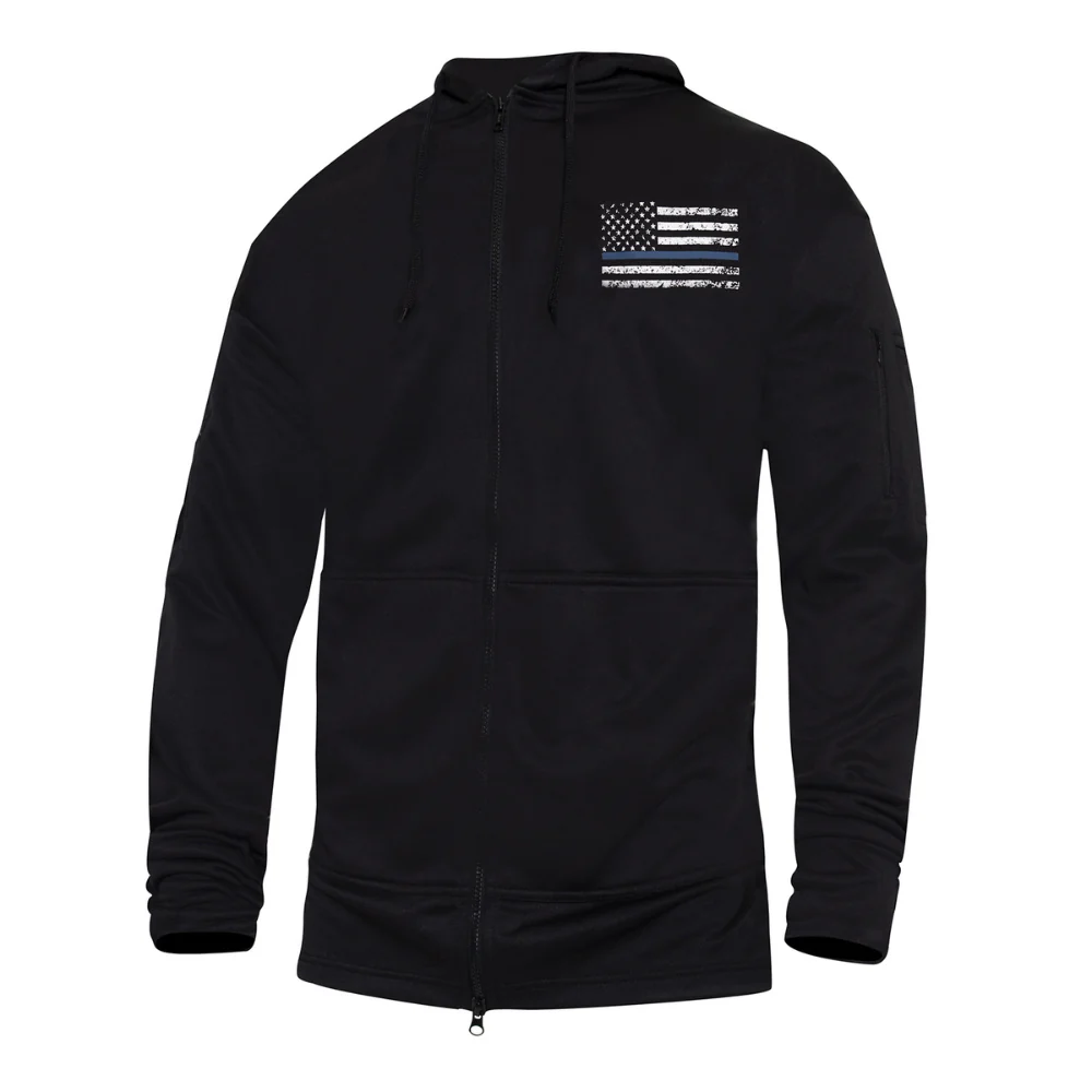 Rothco Thin Blue Line Concealed Carry Zippered Hoodie - Black - Image 3