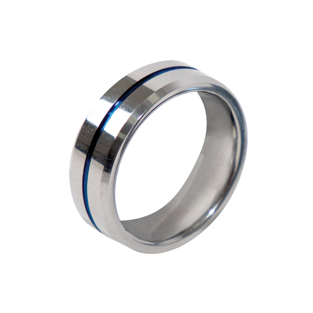 Rothco Tungsten Carbide Thin Blue Line Ring (Silver) - Image 2