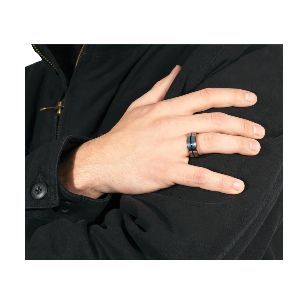 Rothco Tungsten Carbide Thin Blue Line Ring (Silver) - Image 5